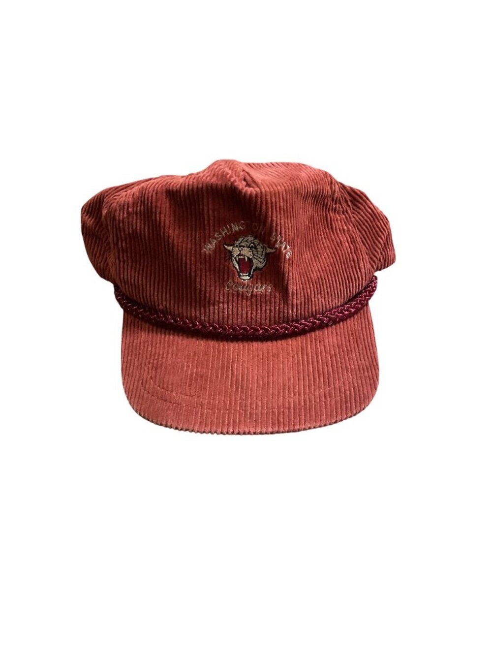 Vintage Washington State Cougars Corduroy Hat 1980s 1990s USA Logo And Script